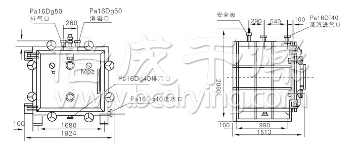 方形靜態真空幹燥機（jī）結構（gòu）示（shì）意圖